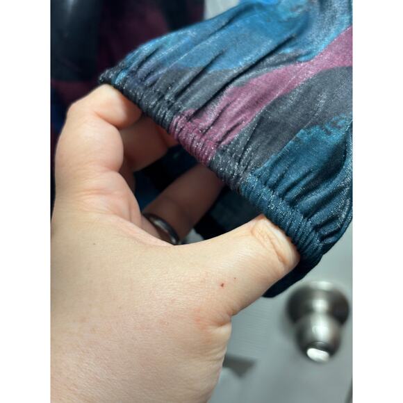 NWT Ava & Viv XXL Blue Purple Abstract Floral Leaf Faux Wrap Long Sleeve Dress - Picture 5 of 8